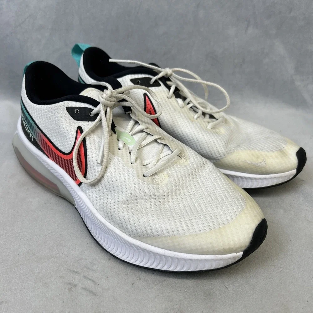 Nike Air Zoom Shoes Youth 7 Womens 8.5 DA1242-101 White Neon Swoop Logo Running‎